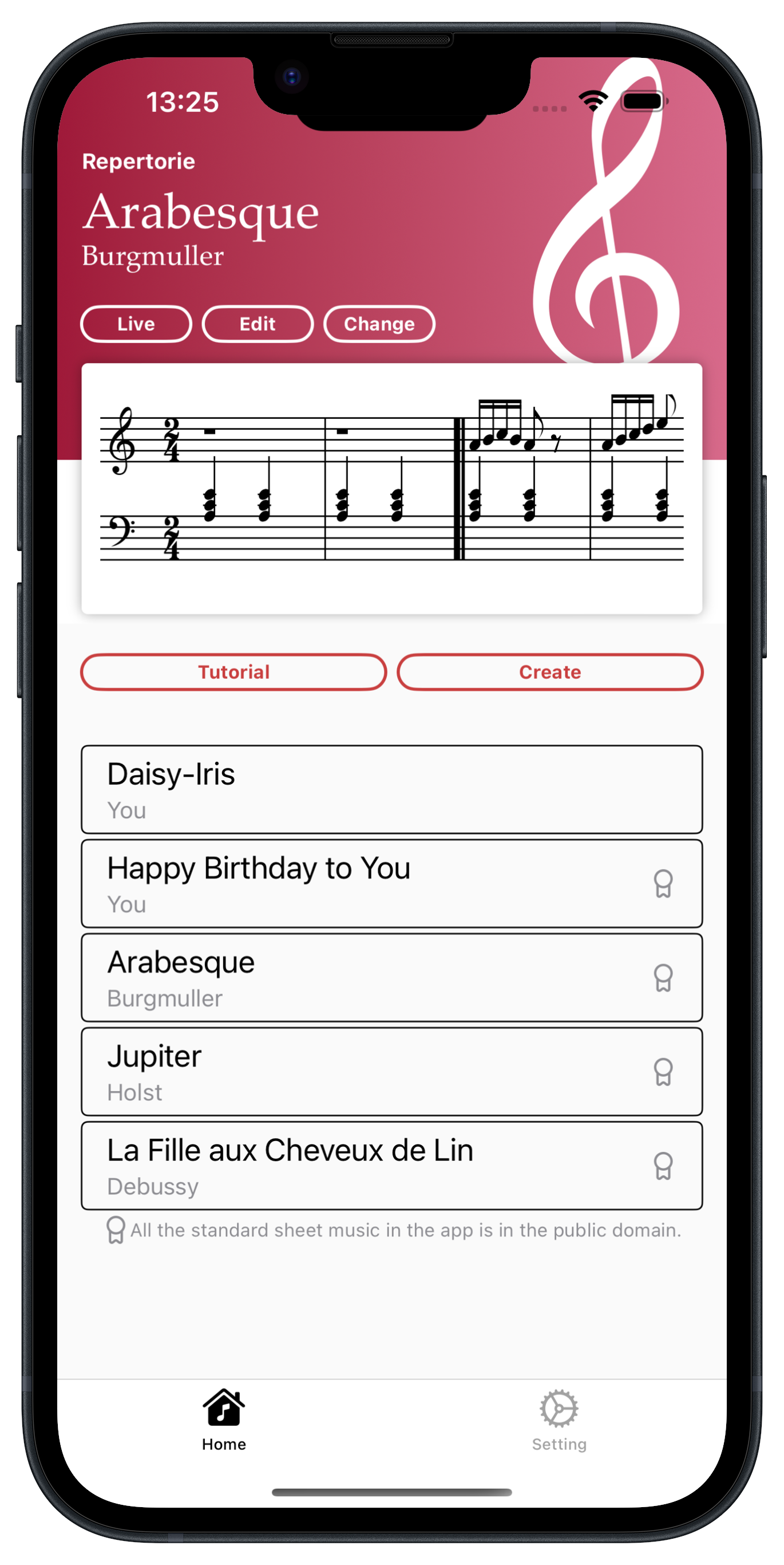 GrandScore app top view
